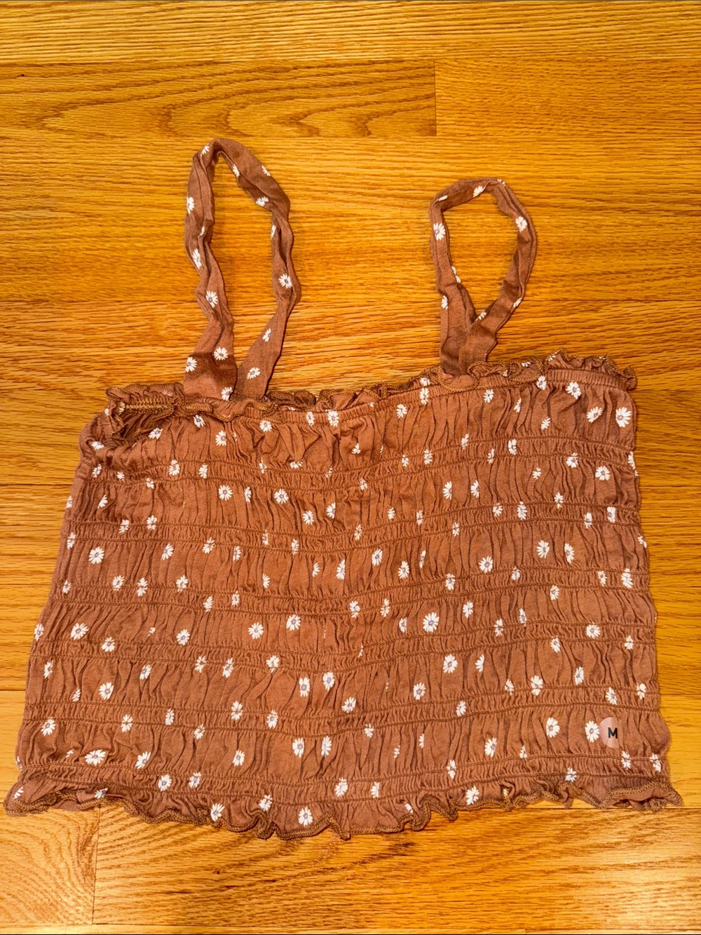 American Eagle Outfitters Brown Floral Smocked Crop Top